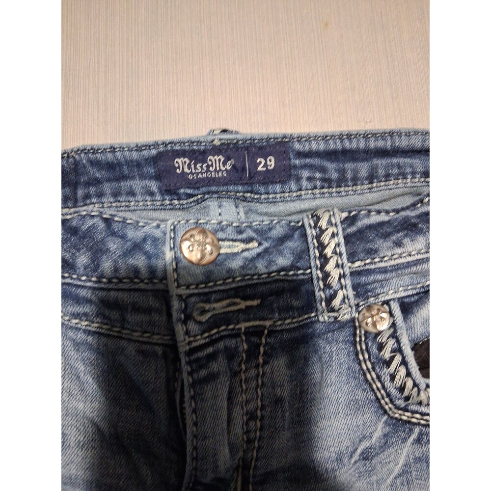 Miss Me Distressed Low Rise Ankle Skinny Blue Jeans Size 29 - Picture 3 of 9